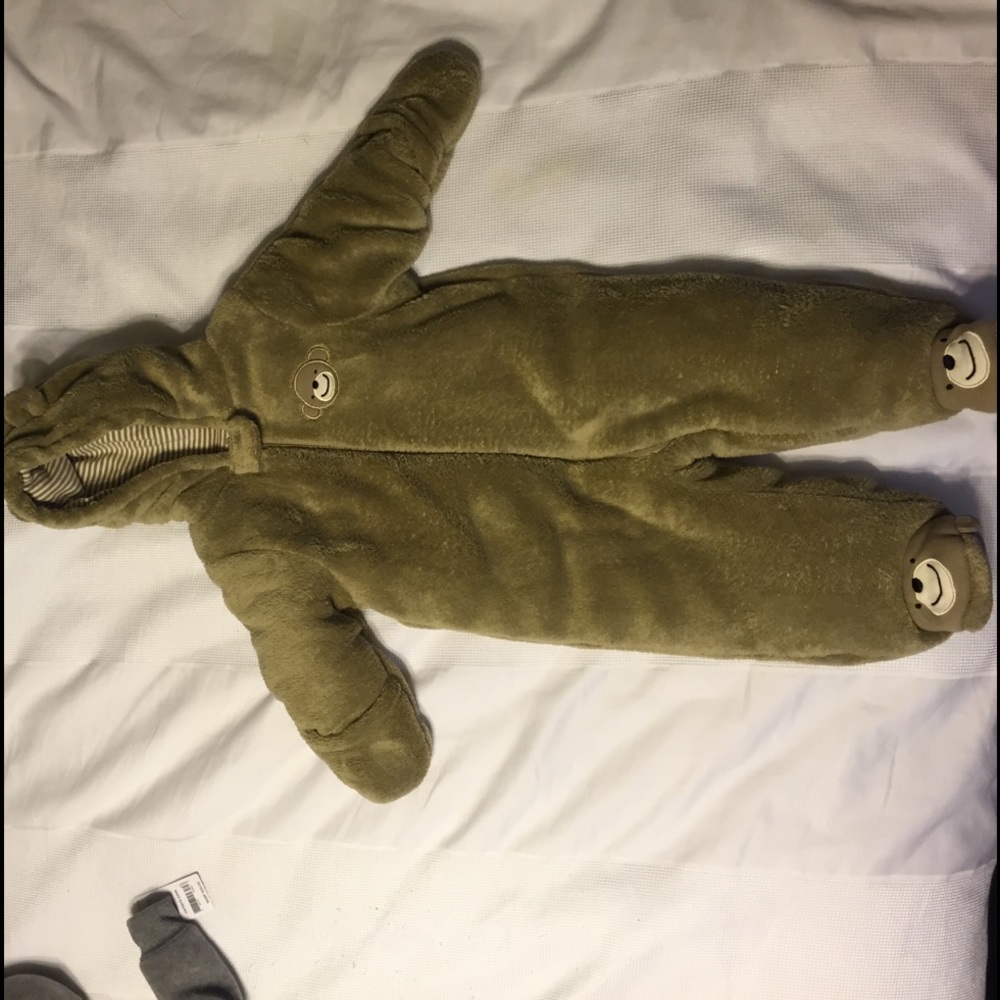 Little-Wonders-Tan-Monkey-Snowsuit, 6-9 mo