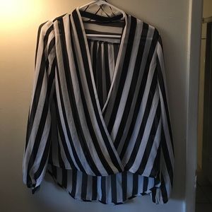 Black and white stripe blouse