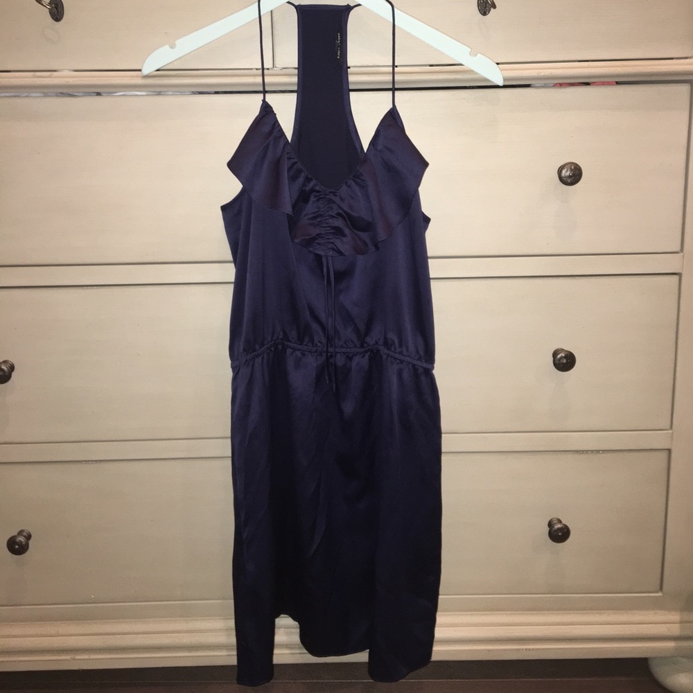 Naked zebra navy blue silk cocktail dress Size S