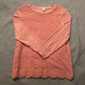 J. Crew Blush Pink Lace Tee