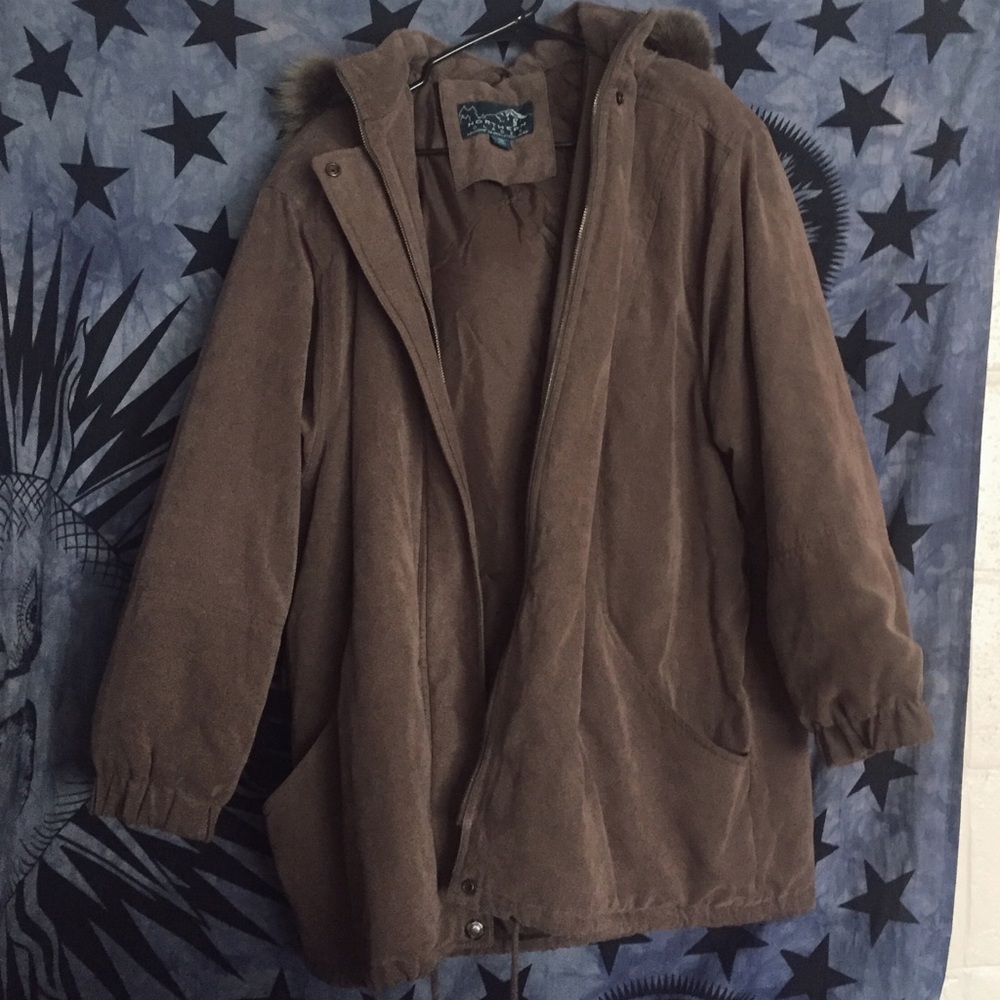 Vintage Padded Coat w/ Fur Trim