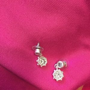 Silver and crystal drop earrings