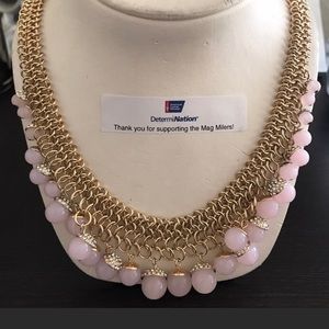 NWT Ann Taylor Gold Necklace w/ Light Pink Stones