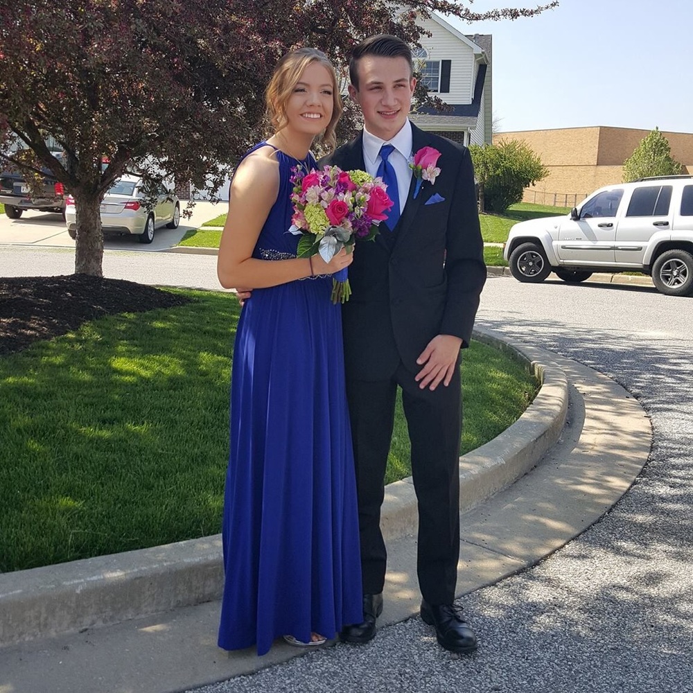 simple navy blue prom dress