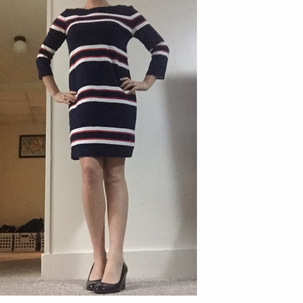 GAP 3/4 Sleeve Red, White and Blue Dress