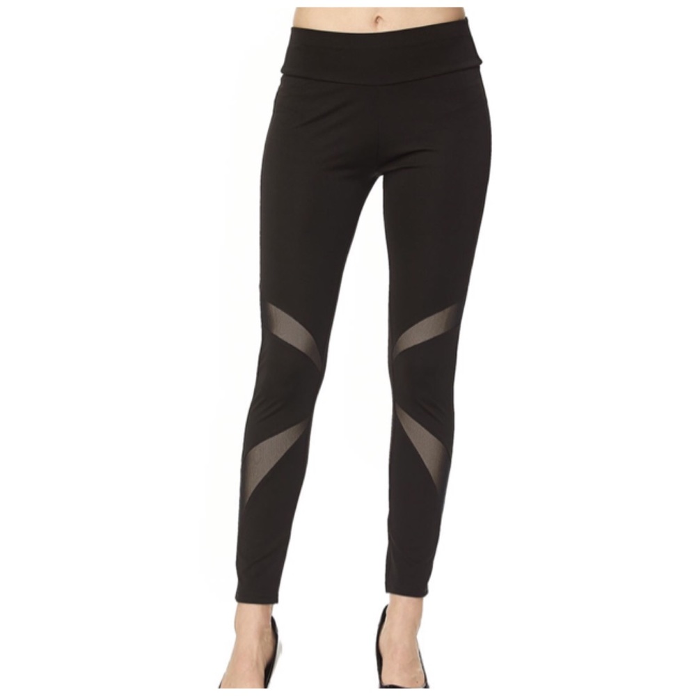 Premium Yoga Activewear Blk Mesh Full Legging