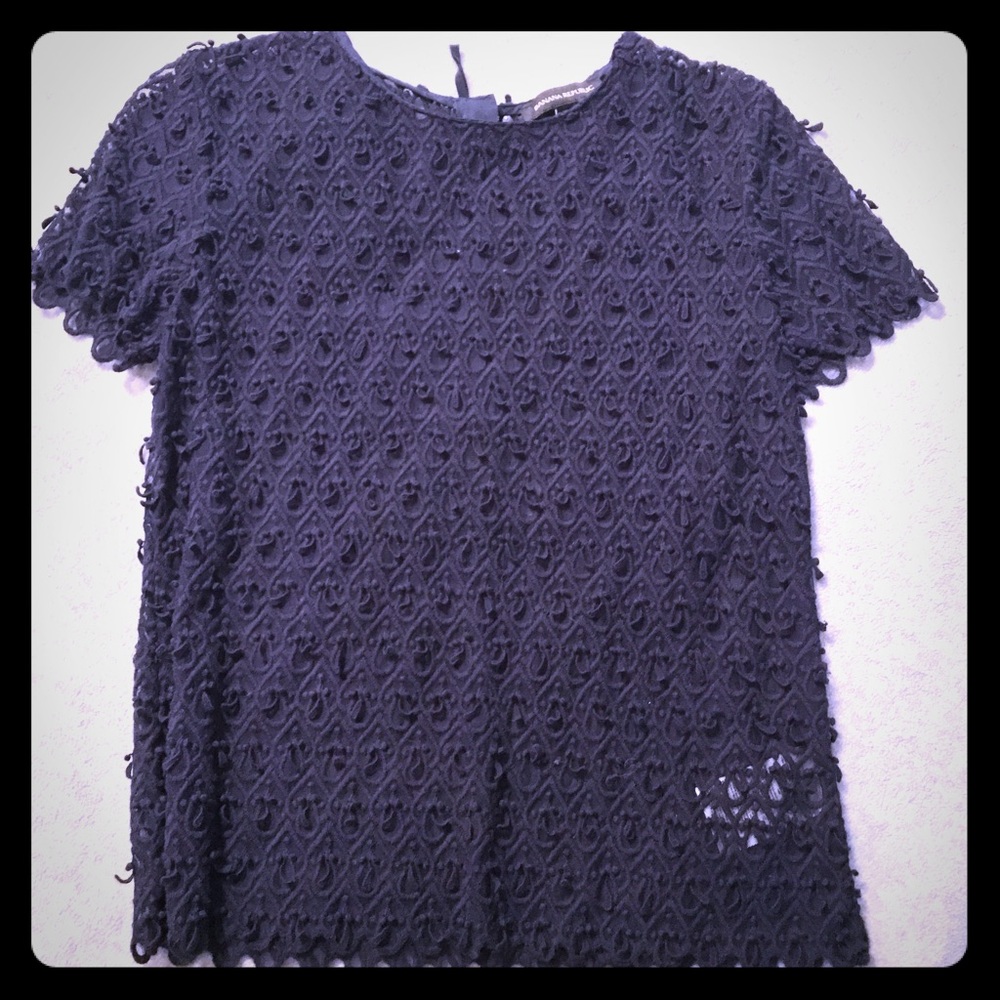 Banana Republic Blue Teardrop Lace Top