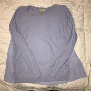 Loft periwinkle sweater, shear back. Medium petite