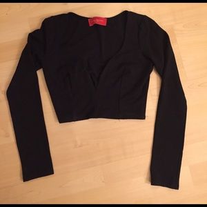 Black Long sleeve crop top-AKIRA