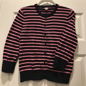 J. Crew Navy & Pink Cardigan