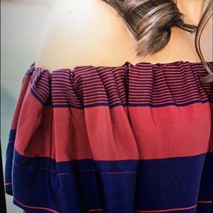 Off the shoulder striped dress