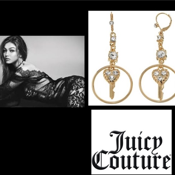 Juicy Couture Jewelry - 🆕Juicy Couture💝Heart Key🔑Hoop Drop Earrings💝