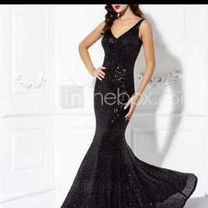 Couture black sequin dress