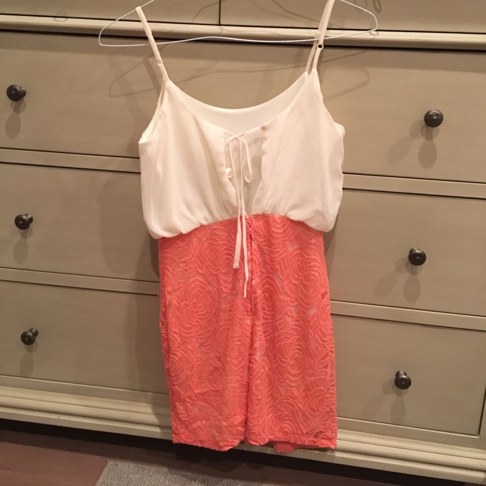 White/pink floral spring dress Size M