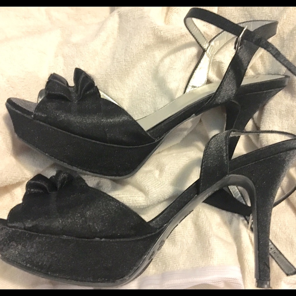 Black Satin Sandals
