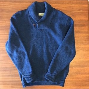 Vintage LL Bean Wool Blend Shawl Collar Navy Blue