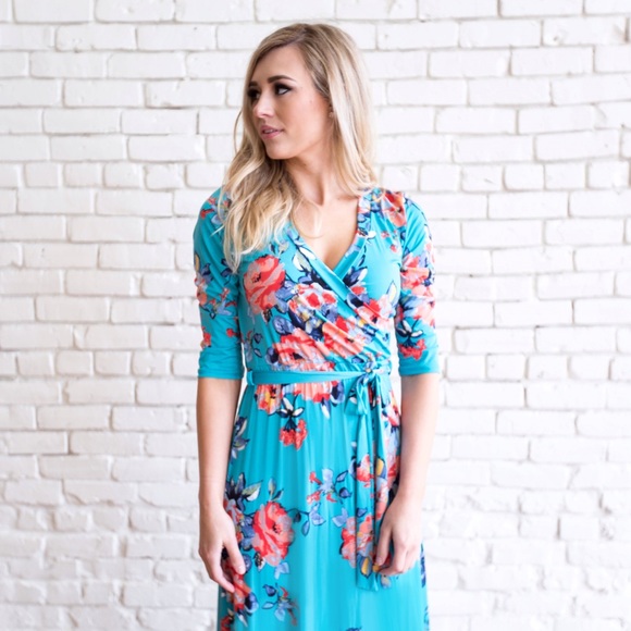 *SALE* 3/4 Sleeve Floral Maxi Dress - Picture 2 of 3