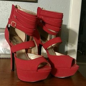 Qupid RED Hot platform heels
