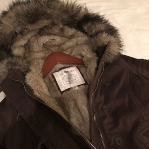 Abercrombie & Fitch Brown Brown Fur Coat