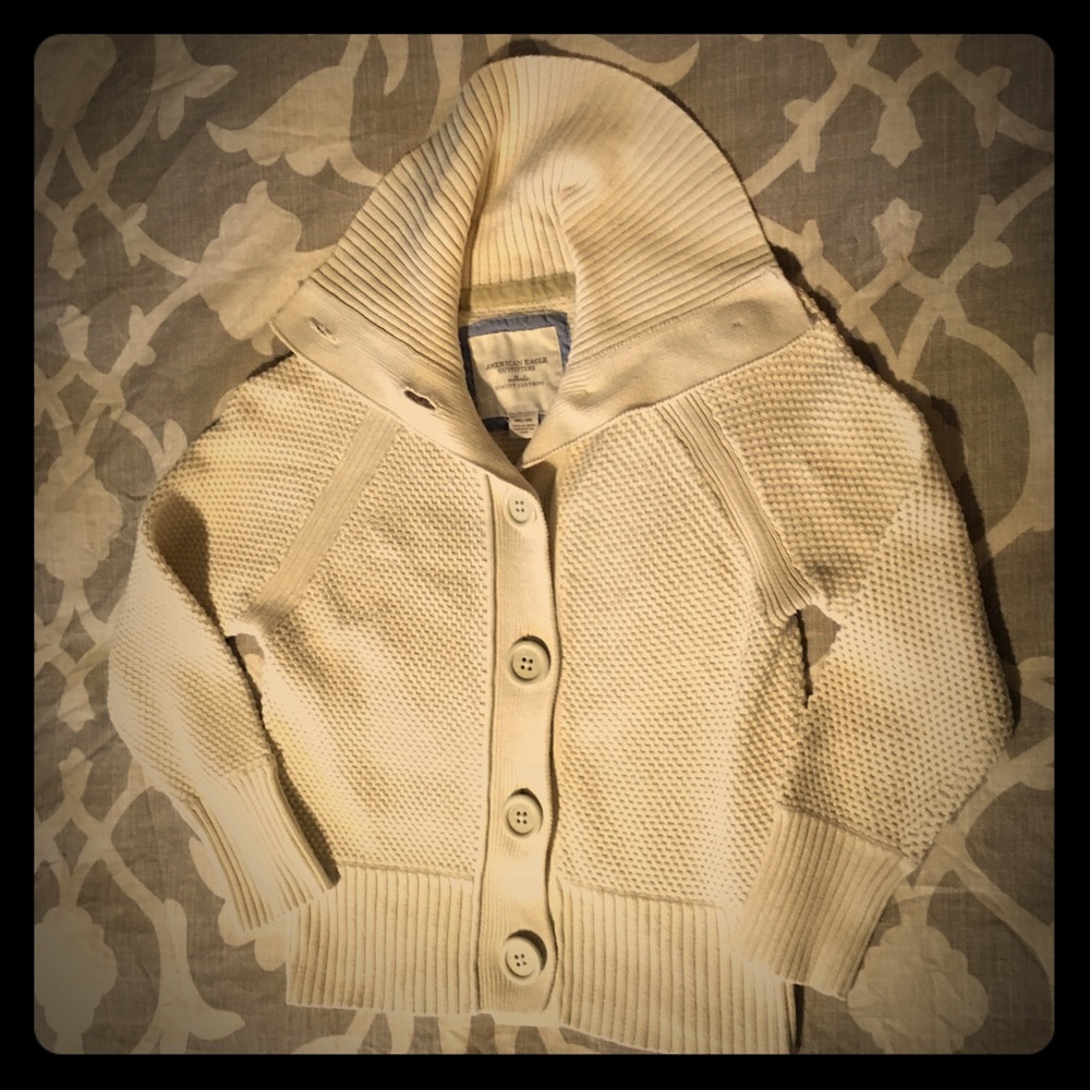 American eagle cable knit button up sweater