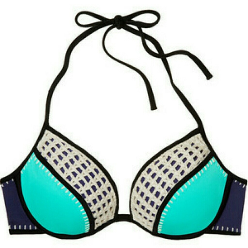NWT Victoria's Secret Crochet Swim Halter Seafoam