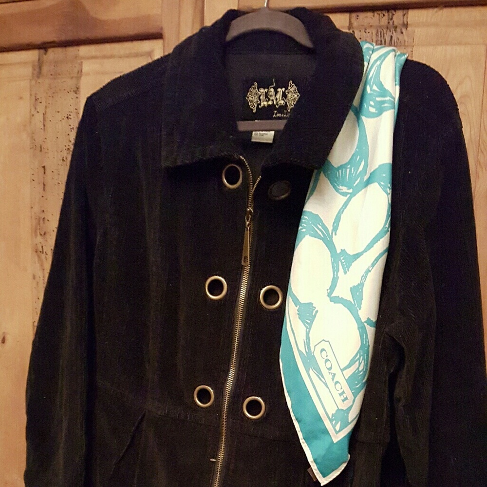 Black corduroy blazer slight stretch zippers 1X