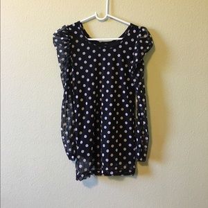 Polka dot mesh long sleeve top