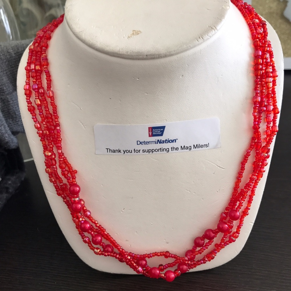 Beautiful, Simple Red Beaded Necklace