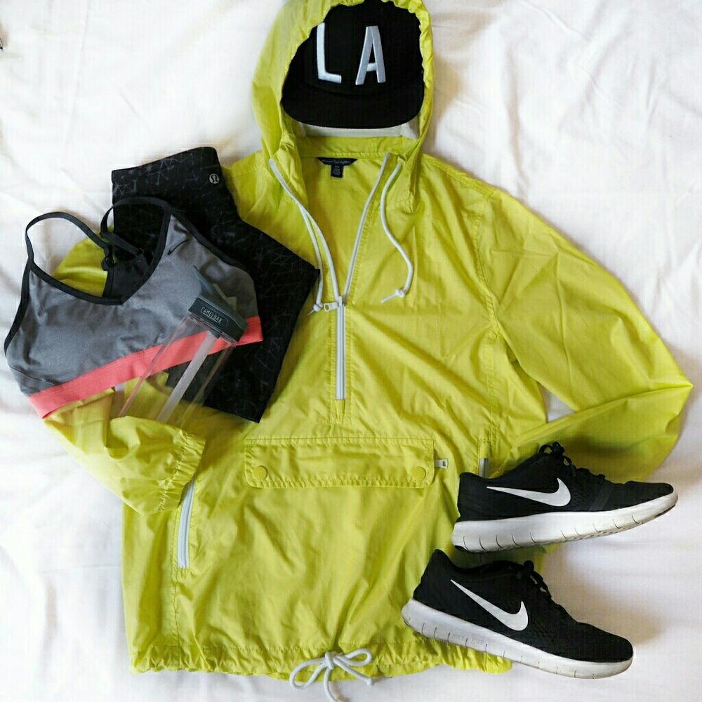 AEO Neon Yellow Water-Resistant Pullover