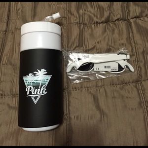 VS Pink Water Bottle and Sunglasses