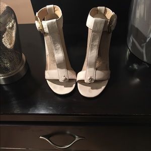 Michael Kors thong sandals with shiny golden heels