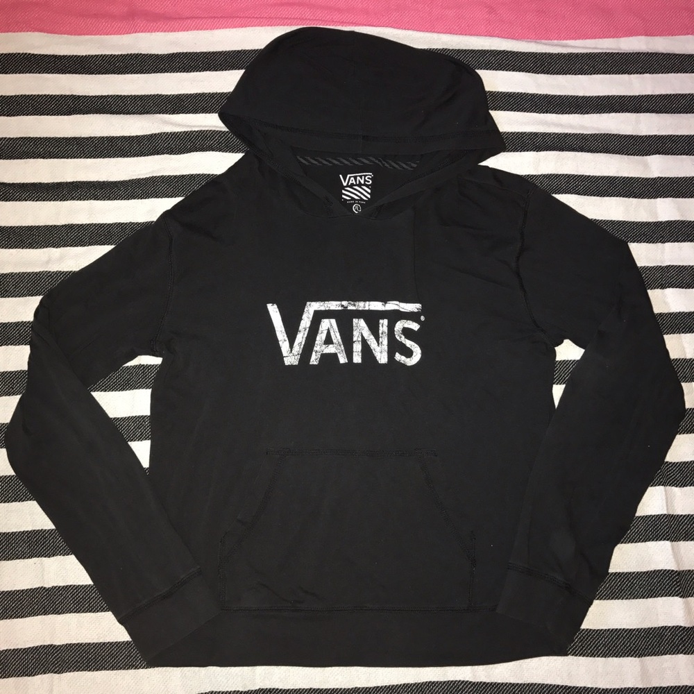 Black Vans Hooded Long Sleeve Shirt