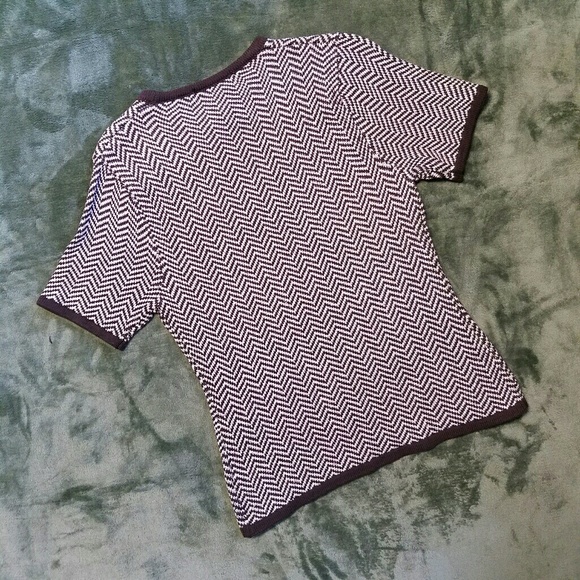 Casual Corner Knit Short Sleeve Top Chevron M - Picture 4 of 6