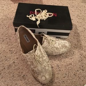 White Lace and gold glitter Not Rated shoe