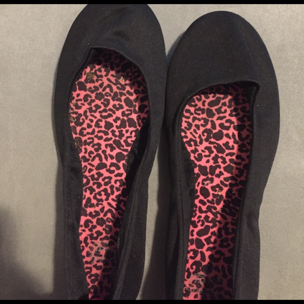 Girls satin black flats