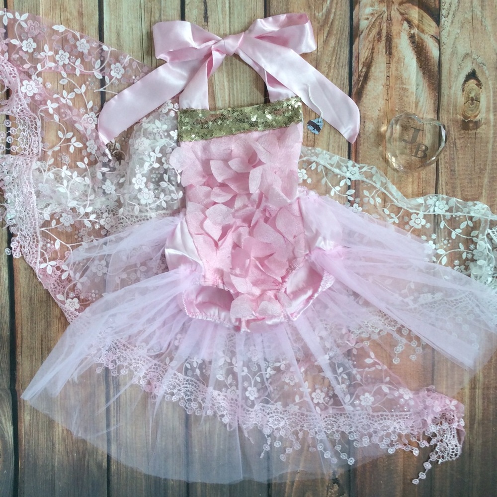 Boutique Baby Girl princess Floral Pink Romper