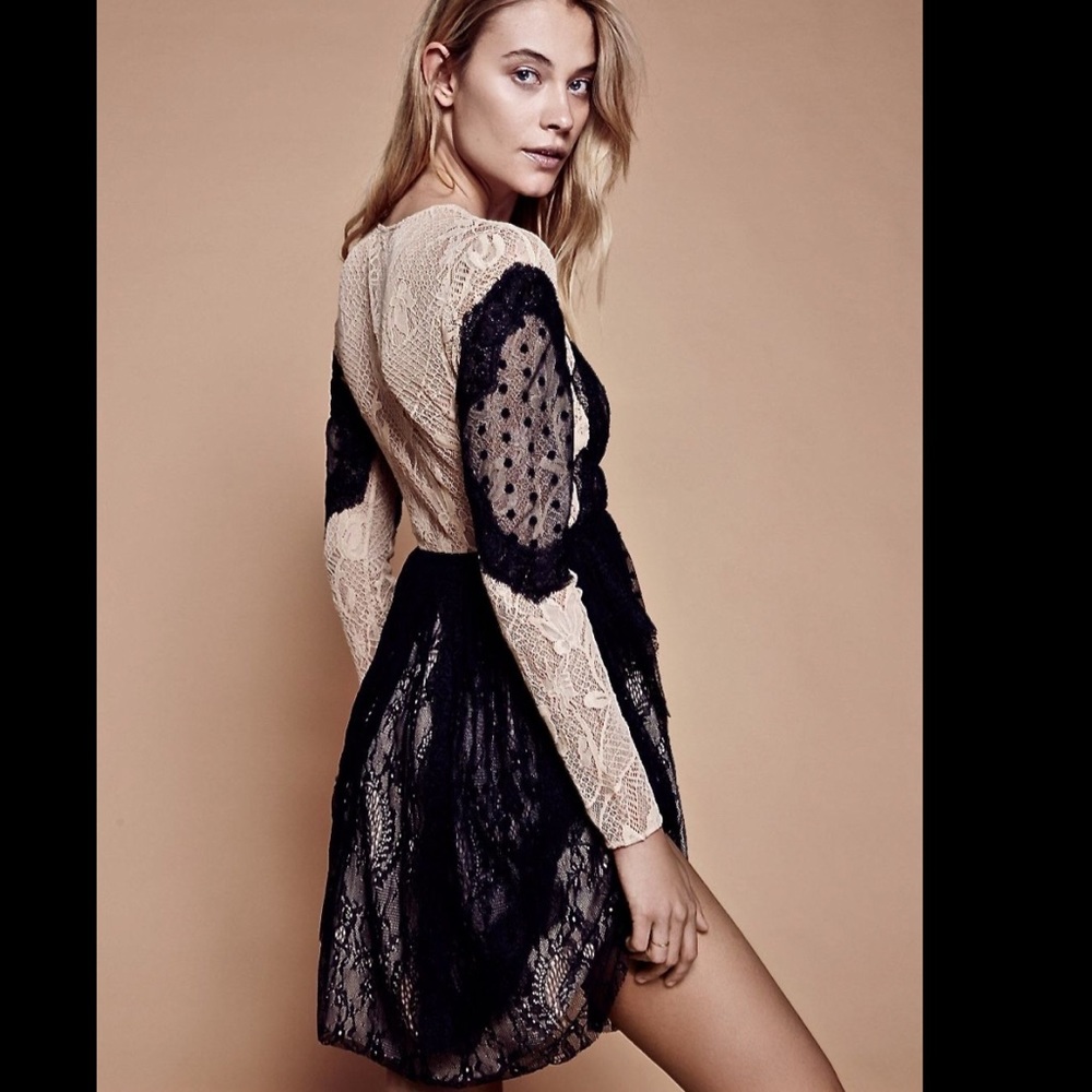 Free People Special Edition black nude Mix Lace 6 - Picture 3 of 5