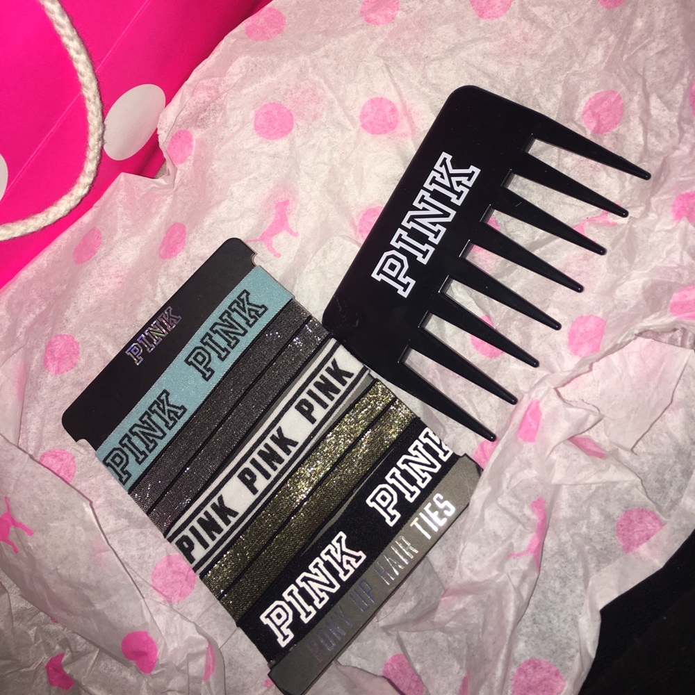 PINK Pony up hair ties & wide tooth comb BUNDLE