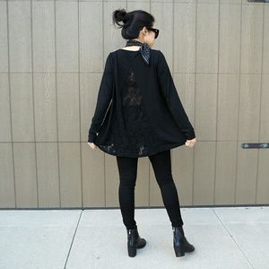 Black Lace Back Tee/Tunic