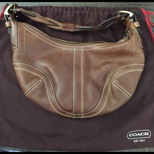 Auth Coach Braided Pebbled Leather Hobo