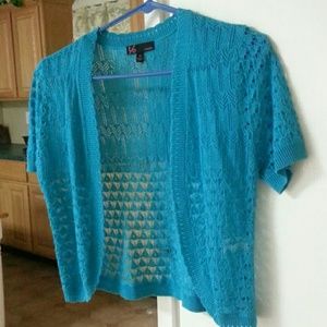 Turquoise blue knit cardigan