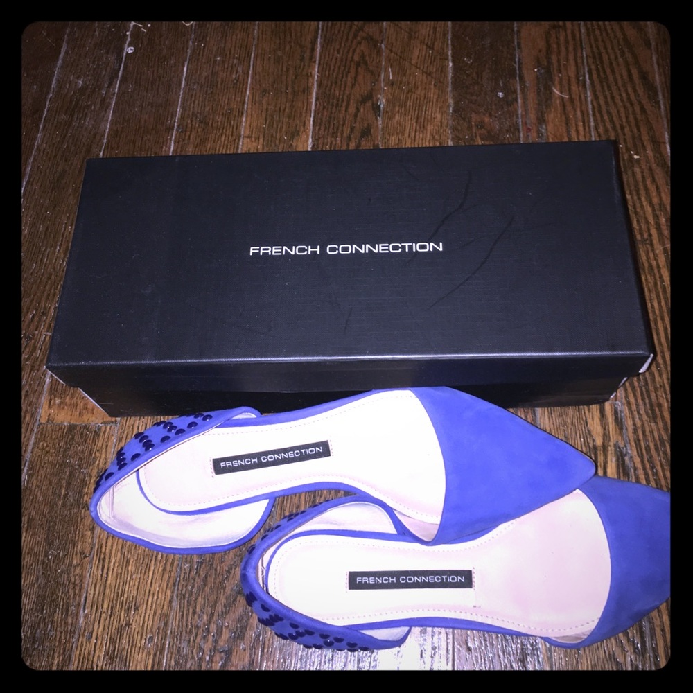 Sz 7 Empire Blue French Connection Studded Flats