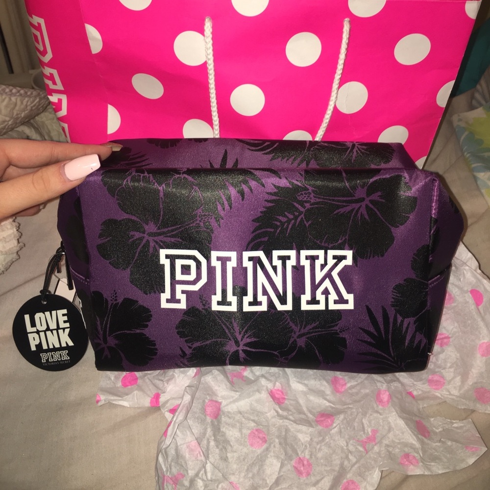 PINK floral purple makeup bag!