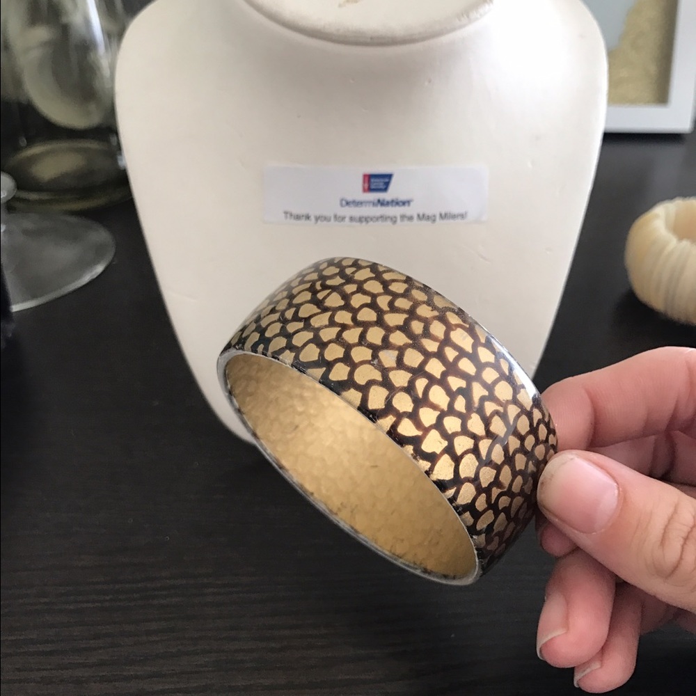 Gold and Brown Plastic Large Bracelet