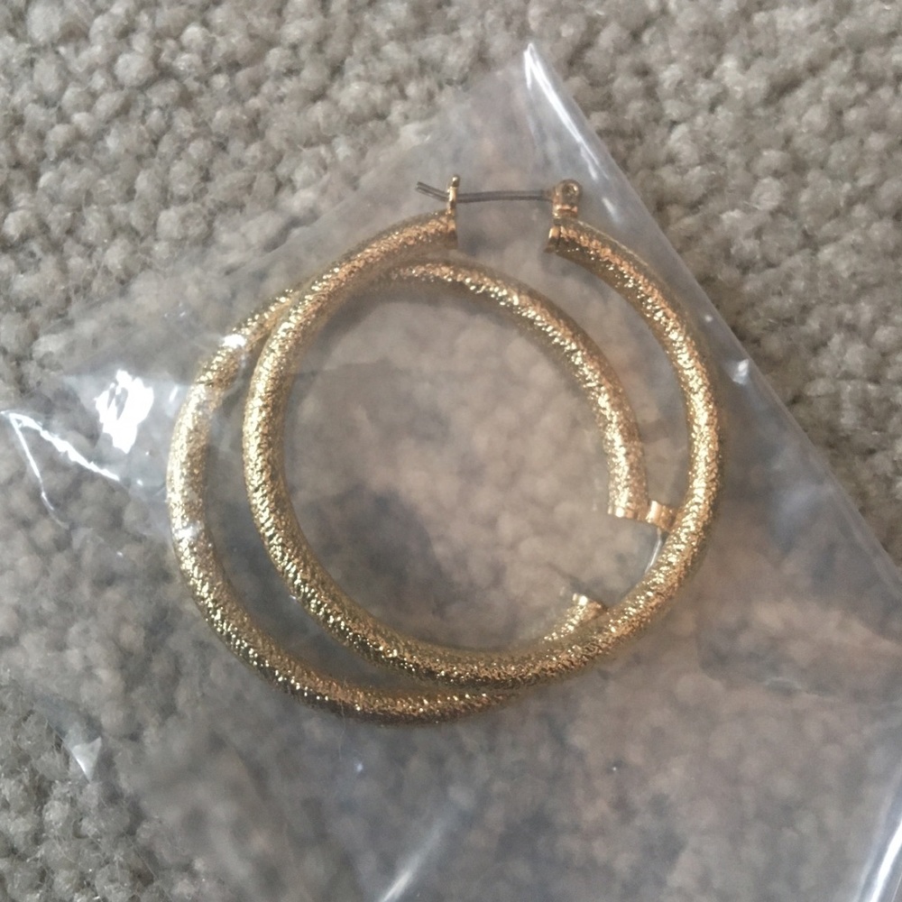 Gold Sparkle Detail Hoops 1 inch