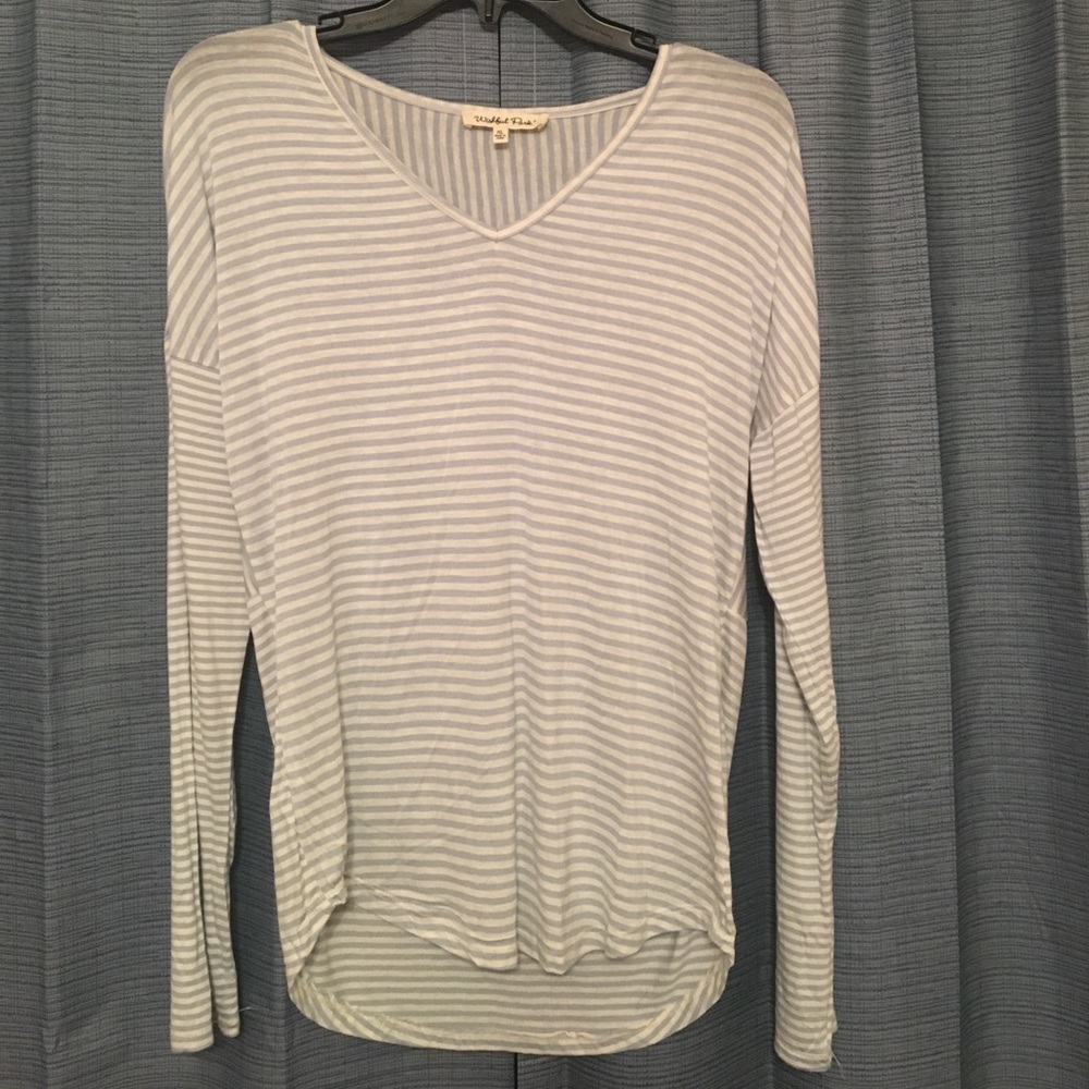 Cute sky blue stripped long sleeve shirt