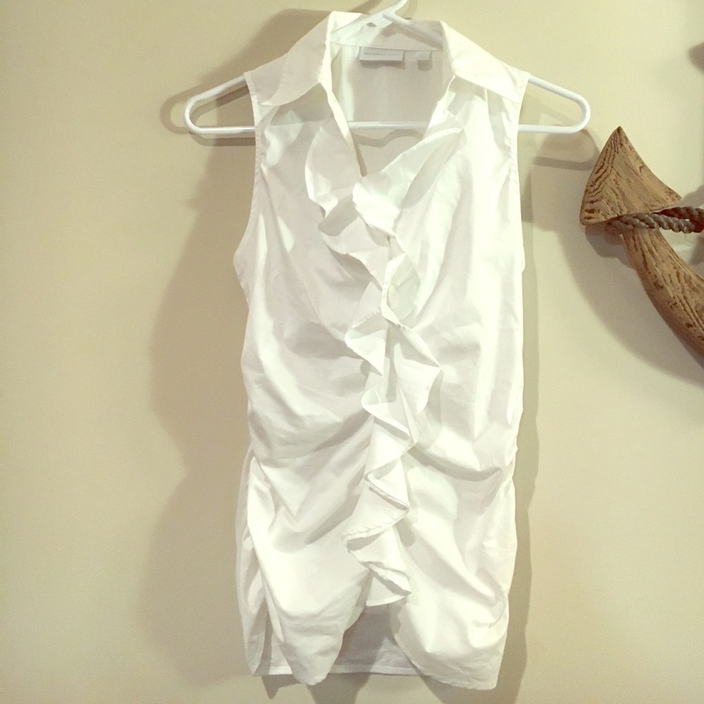 New York & Company Sleeveless Ruffled Blouse
