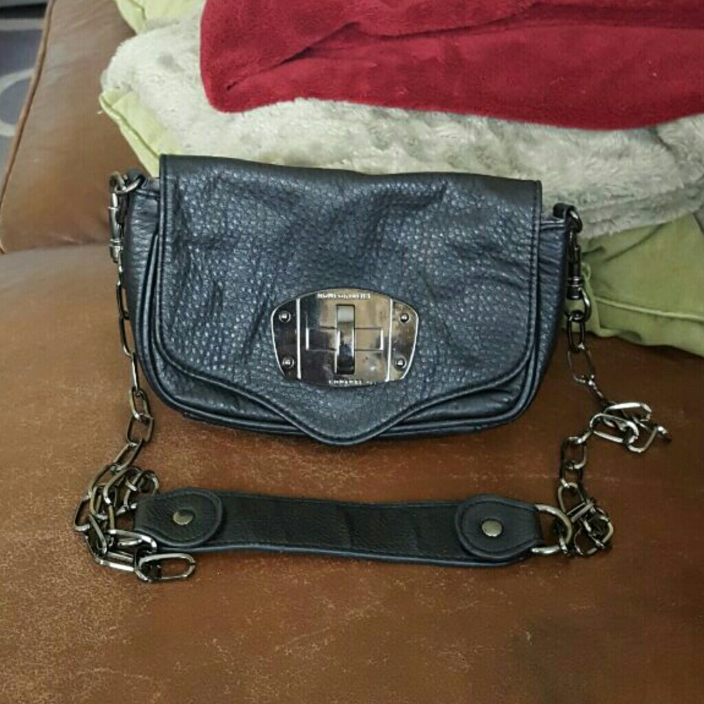 Black faux leather cross body