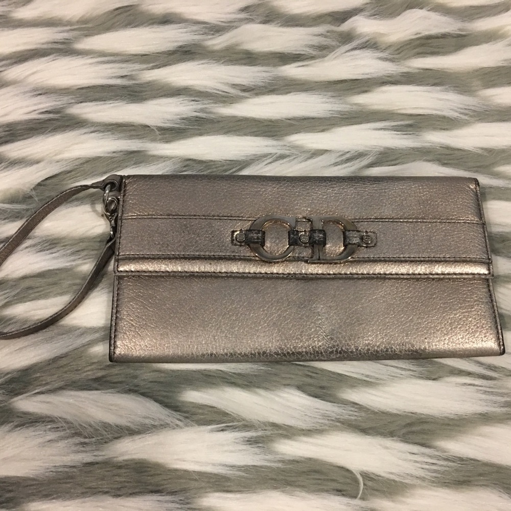 Christian Dior Silver Metallic  Clutch wristlet