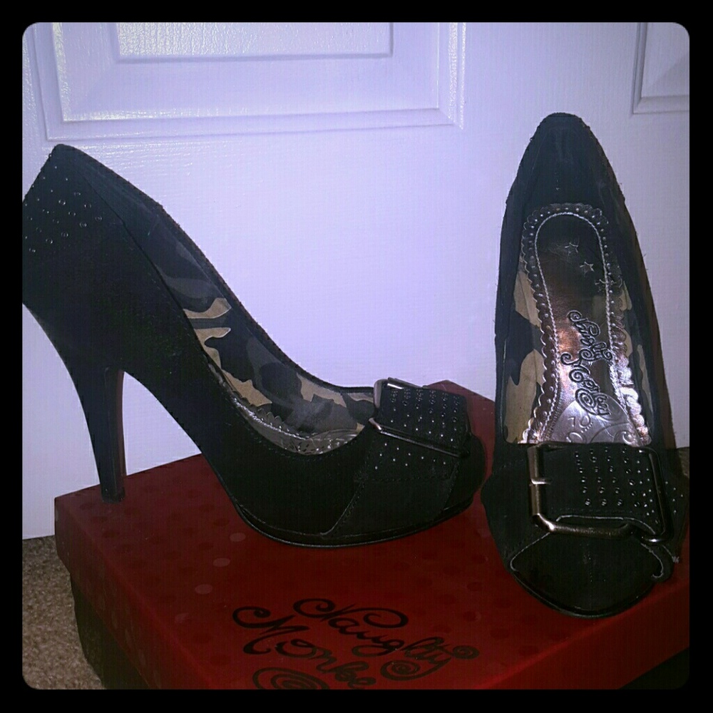 Black Buckle Pumps